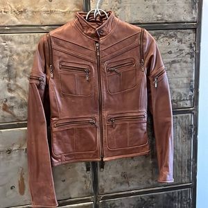 Kenneth Cole Reaction brown leather jackets with zippers